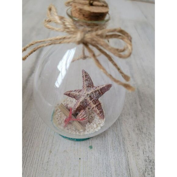 Starfish Message bottle Glitter ornament Xmas decor - Picture 1 of 7